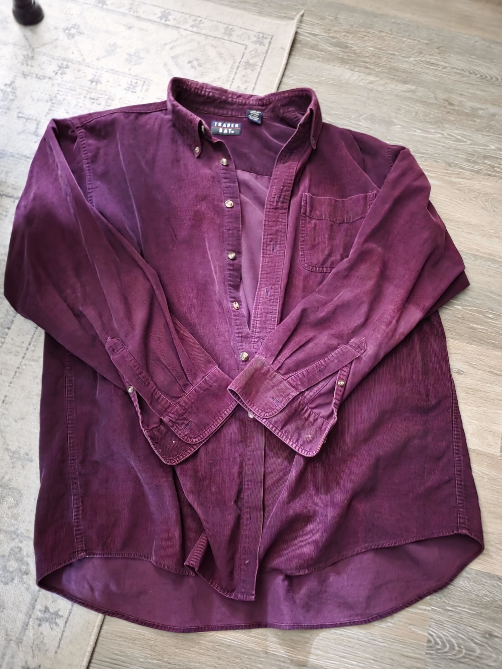 Vintage Maroon Corduroy Button-Up Shirt